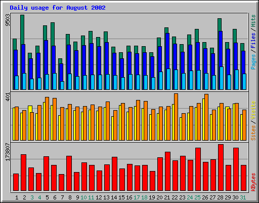Daily usage for August 2002