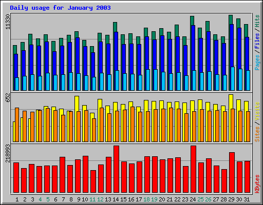 Daily usage for January 2003