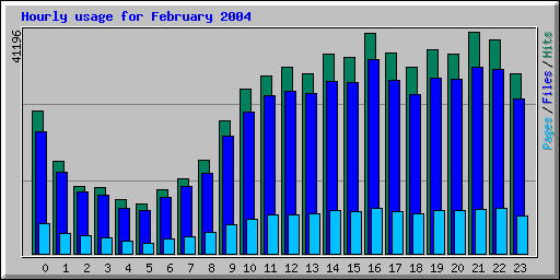 Hourly usage for February 2004
