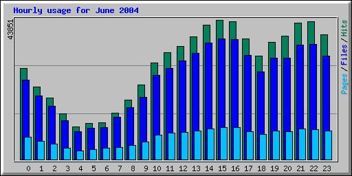 Hourly usage for June 2004