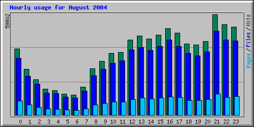 Hourly usage for August 2004
