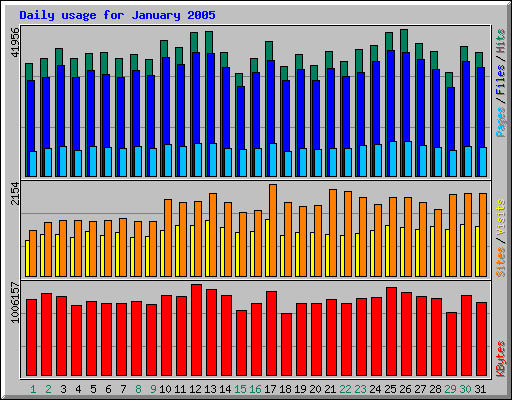 Daily usage for January 2005