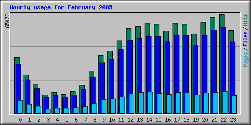 Hourly usage for February 2005