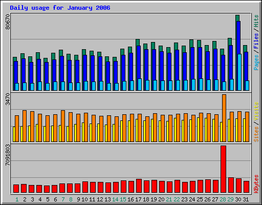 Daily usage for January 2006