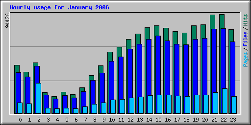 Hourly usage for January 2006